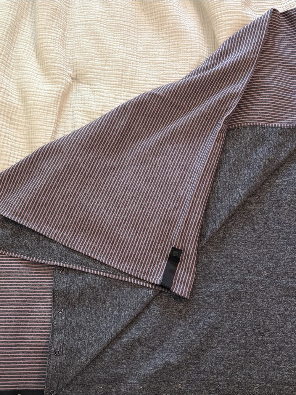 Lululemon Vinyasa Scarf - Striped Grey & Pink with Snaps - One Size